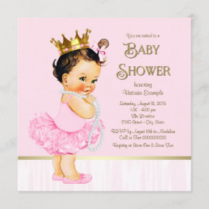 Invitación Tutu de bailarina princesa rosa dorado baby shower