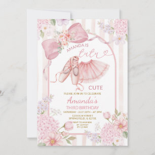 Invitación Tutu de Bailarina Rosa Claro Cumpleaños Floral Coq