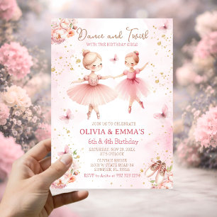 Invitación Tutu de bailarina rosa para hermana, fiesta de her