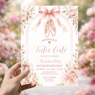 Invitación Tutu de Coqueta Rosa Rubor Cumpleaños Lindo de 2 A