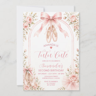 Invitación Tutu de Coqueta Rosa Rubor Cumpleaños Lindo de 2 A