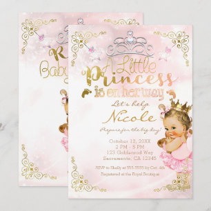 Invitación Tutu de destellos de princesa rosa y ducha de bebé