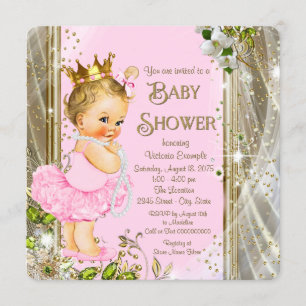 Invitación Tutu de Princesa de Rosa Dorado para Baby Shower
