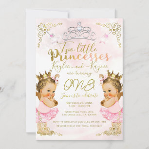 Invitación Tutu de princesa rosa y corona para cumpleaños de 