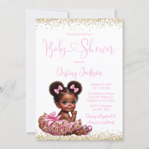 Invitación Tutu de purpurina dorada rosa Cumpleaños de bebé n