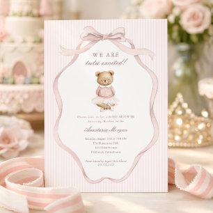 Invitación Tutu emocionada fiesta de bebé de osito coquette r