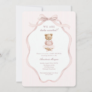 Invitación Tutu emocionada osa Coquette rosa Baby Shower