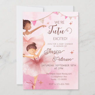 Invitación Tutu emocionó a la bailarina rosa Baby Shower 