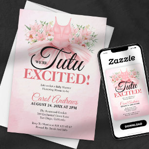 Invitación Tutu Floral Emocionante Cumpleaños de Bebé