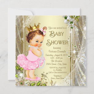 Invitación Tutu Princess Pink Gold Baby Shower
