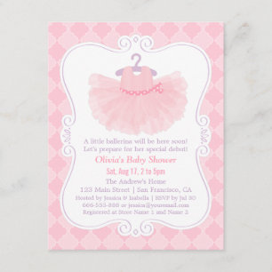 Invitación Tutu rosa marroquí de bailarina para baby shower d