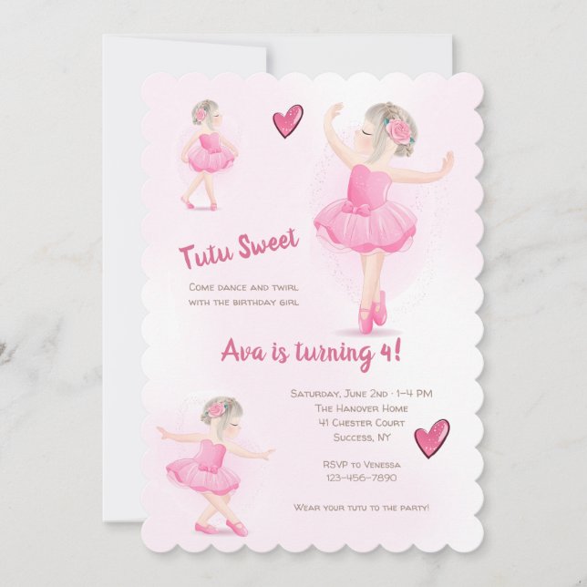 Invitación Tutu Sweet Bailarina (Anverso)