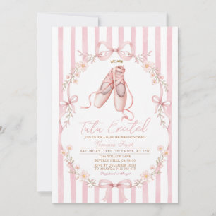 Invitación Tutu Zapatos de Ballet Rosa Niña Baby Shower 