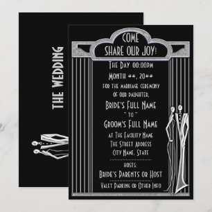 Invitación Tuxedo - Art Deco - Negro y Plata