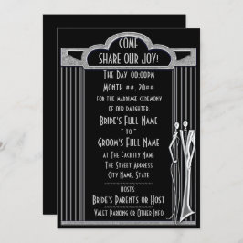 Invitación Tuxedo - Art Deco - Negro y Plata