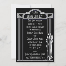 Invitación Tuxedo - Art Deco - Negro y Plata - Boda
