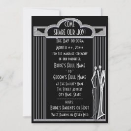 Invitación Tuxedo - Art Deco - Negro y Plata - Boda