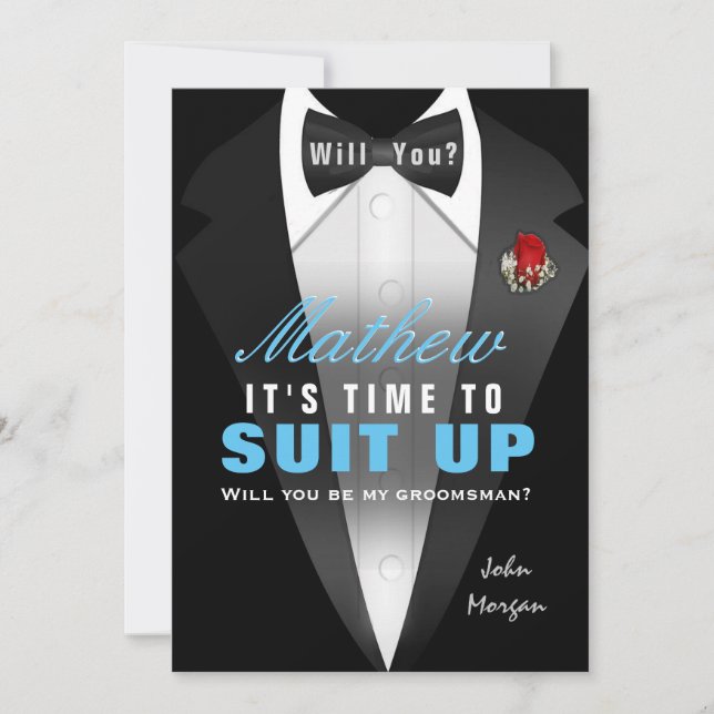 Invitación Tuxedo Be My Groomsman (Anverso)