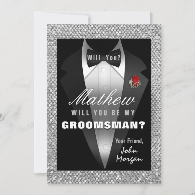 Invitación Tuxedo Be My Groomsman (Anverso)
