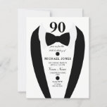 Invitación Tuxedo blanco negro invita a fiesta de cumpleaños<br><div class="desc">Diseño Cortesía de https://www.etsy.com/shop/teabreakart</div>