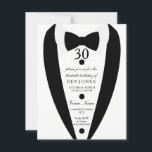 Invitación Tuxedo blanco y negro invitan a cumplir 30 años<br><div class="desc">Diseño Cortesía de https://www.etsy.com/shop/teabreakart</div>