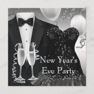 Invitación Tuxedo Champagne Confetti Fiesta de los zapatos ne