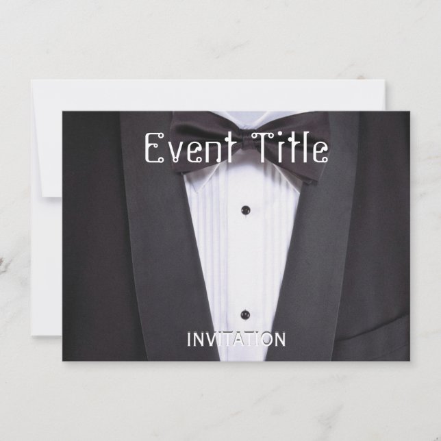Invitación Tuxedo fiesta negro formal (Anverso)