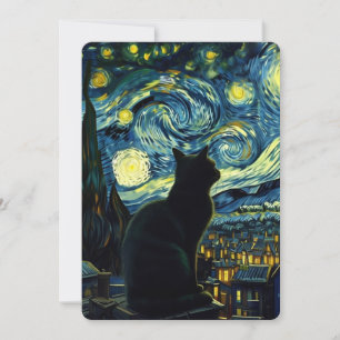 Invitación Tuxedo gato estrellado noche Tuxedo dueño de gato