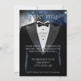 Invitación Tuxedo negro con corbata