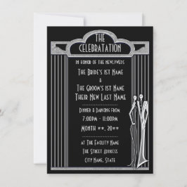 Invitación Tuxedo - Recepción de boda negra y plateada -