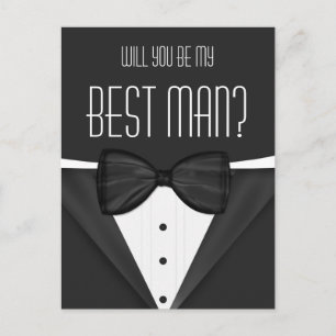 Invitación Tuxedo Serás Mi Mejor Postal Boda De Hombre