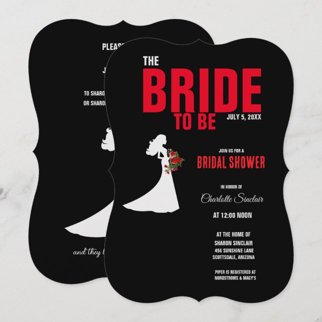 Invitación Tuxedo Suit & Bride Silhouette Bridal Shower (Anverso / Reverso)