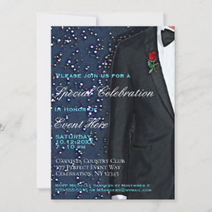 Invitación Tuxedo todo propósito formal con Rosa
