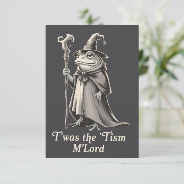 Invitación T'was The 'Tism M'lord Funny Frog Wizard Meme  (Anverso de pie)