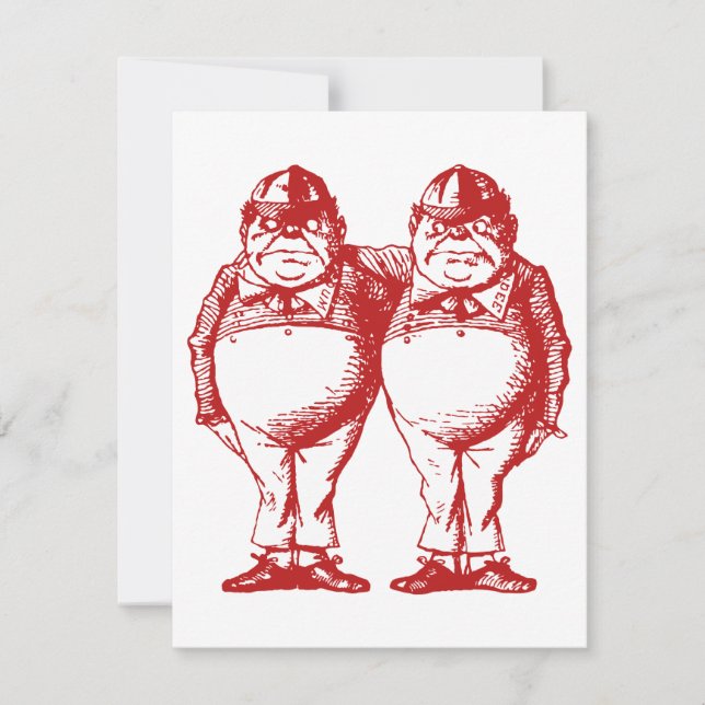 Invitación Tweedle Dee y Tweedle la oferta roja del baile de (Anverso)