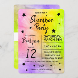 Invitación Tween Chica Birthday Slumber Fiesta Watercolor