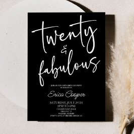 Invitación Twenty & Fabulous Minimal 20th Birthday Party