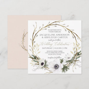 Invitación Twig de color rosa y blanco de anémona Fern Eucaly