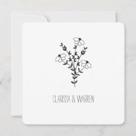 Invitación Twigs and Flowers In Black Modern & Minimalist