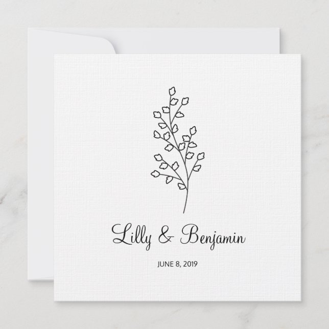 Invitación Twigs Wedding Monogram Invitation Design (Anverso)
