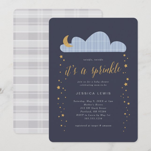 Invitación Twilight Twinkle Baby Shower (Anverso / Reverso)