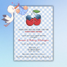 Invitación Twin Baby Boys Baby Shower Flat Card