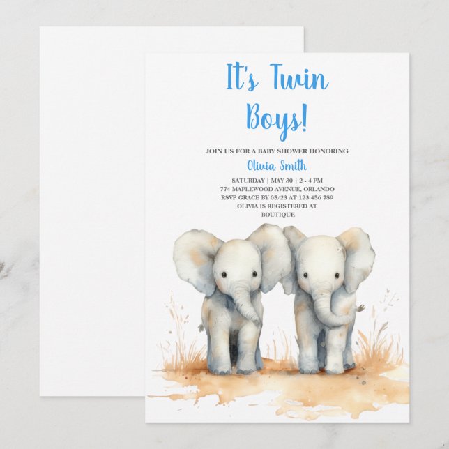 Invitación Twin Baby Shower Invitation – Double the Joy Baby  (Anverso / Reverso)