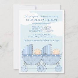 Invitación Twin Boy Blue Carrie Feliz Baby Shower