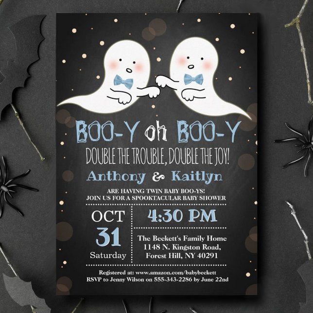 Invitación Twin Boy fantasea Baby Shower de Halloween (Subido por el creador)