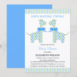 Invitación Twin Boy Giraffe Baby Shower