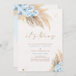 Invitación Twin Boy Pampas Grass Desert Bohemira Baby Shower