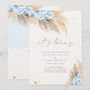 Invitación Twin Boy Pampas Grass Desert Bohemira Baby Shower