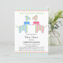 Invitación Twin Boy y Chica Giraffe Baby Shower