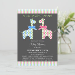 Invitación Twin Boy y Chica Giraffe Baby Shower